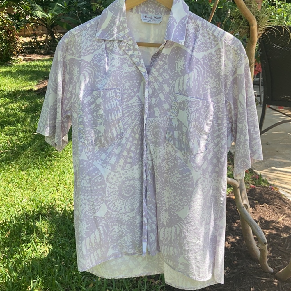 Vintage Harold Grant Hawaiian Shirt Lavender Print